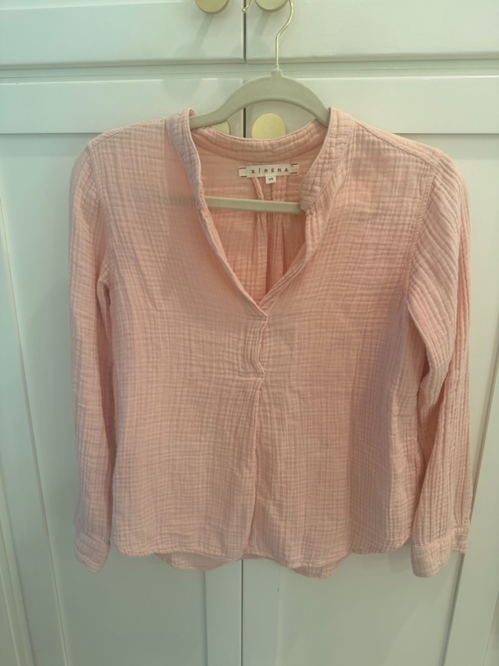 XiRENA Pale Pink Gauze V-Neck Long Sleeve Blouse! EUC! XS